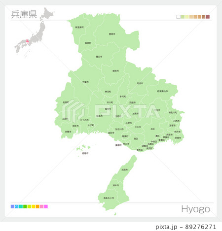 兵庫県の地図 Hyogo Mapのイラスト素材