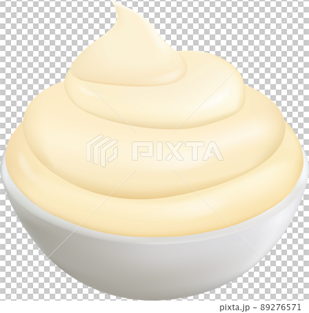 Realistic 3d creamy mayonnaise in small round bowl 89276571