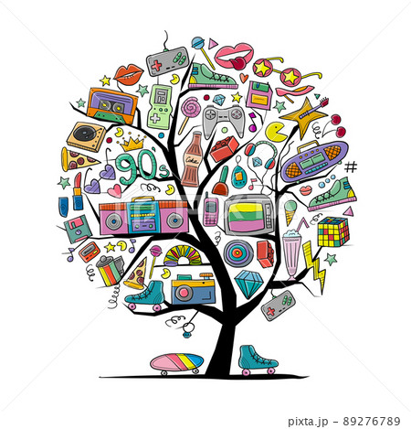 Back to the 90's. Art tree concept. Cool memories collection for your design Back to the 90's. Art tree concept. Cool memories collection for your design 89276789