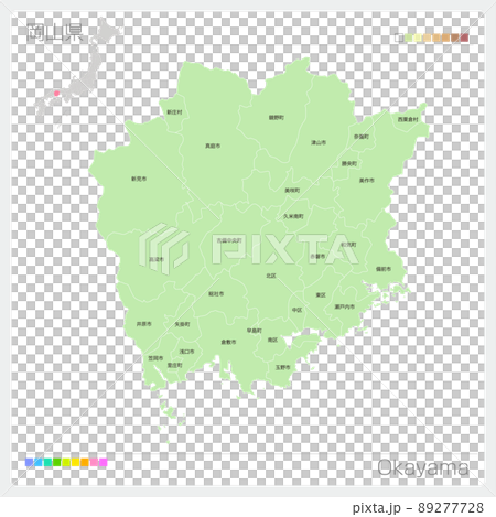 岡山県の地図・Okayama Map 89277728