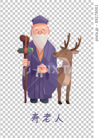 寿老人　七福神のかわいいイラスト　おしゃれ 89278001