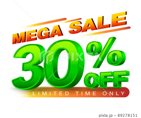 30% Off Mega sale Special Offer 3D Template Thirty Percent. Sale, Discount. Metal, Green, Glossy Numbers. Isolated On White Background. EPS file. 30% Off Mega sale Special Offer 3D Template Thirty Percent. Sale, Discount. Metal, Green, Glossy Numbers. Isolated On White Background. EPS file. 89278151