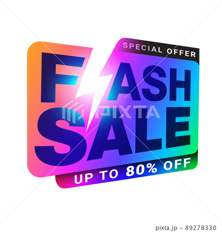 Flash Sale template design with thunder sign and lettering perspective for business. Flash Sale template design with thunder sign and lettering perspective for business. 89278330