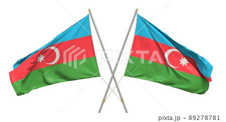 Two isolated flags of Azerbaijan on light background. 3D rendering 89278781