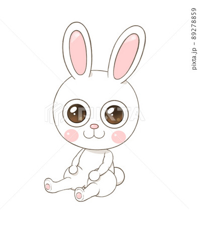 座ってこちらを見ているかわいいうさぎのイラスト 89278859
