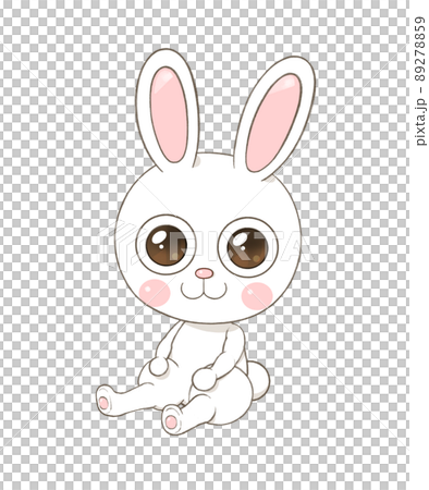 座ってこちらを見ているかわいいうさぎのイラスト 89278859