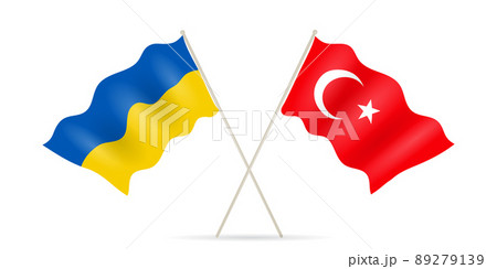 Ukraine Turkey national flag, symbol international partnership between government and countries.