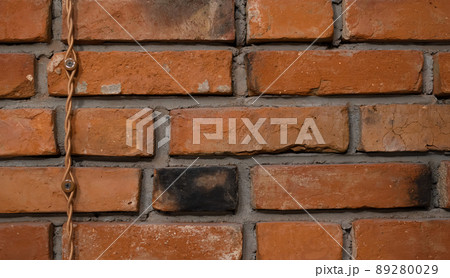 Bright red bricks wall flat background texture pattern 89280029