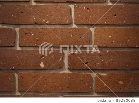 Bright red bricks wall flat background texture pattern 89280038