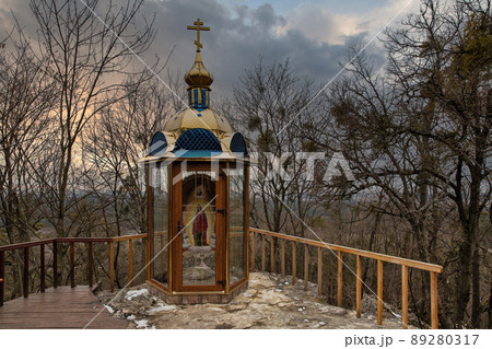 Chapel in Kremenets Mountains Park Bozha Hora. 89280317