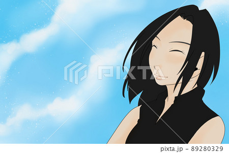 波しぶきと女性1人のイラスト(5) 波しぶきと女性1人のイラスト(5) 89280329