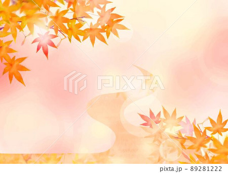 赤く紅葉した豪華絢爛美しい紅葉の葉のオシャレなベクターの和柄秋背景素材フレーム 89281222