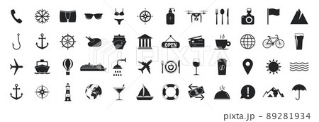 Travel icons set. Vector illustration. Flat. Travel icons set. Vector illustration. Flat. 89281934