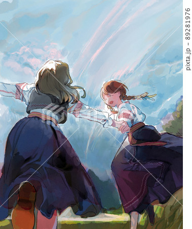 民族衣装を着たウクライナ女性。油絵。ウクライナ支援のため