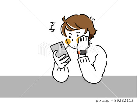 スマホで気になってた株が値上がりしてお と思う男性のイラストのイラスト素材 2112