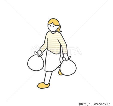 ゴミ出しをする女性のアイソメイラスト素材 ゴミ出しをする女性のアイソメイラスト素材 89282517