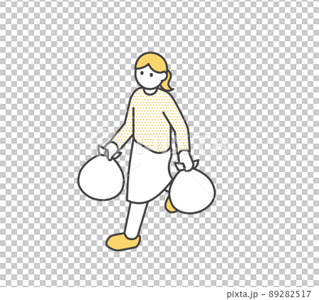 ゴミ出しをする女性のアイソメイラスト素材 ゴミ出しをする女性のアイソメイラスト素材 89282517