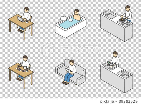 アイソメの家事や生活のイメージイラスト素材 89282529