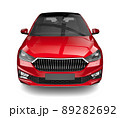 Red hatchback car - Front view	 89282692