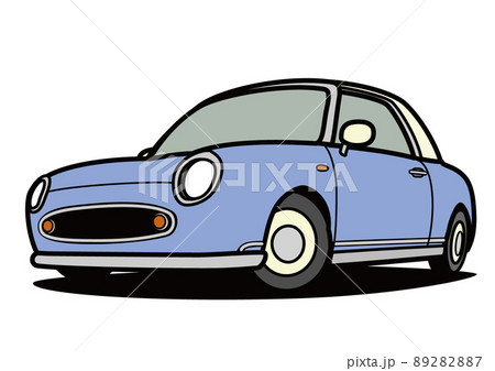 国産レトロスモールクーペ　薄青　自動車イラスト 89282887