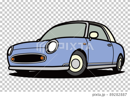 国産レトロスモールクーペ　薄青　自動車イラスト 89282887