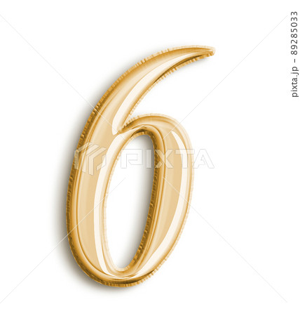 Golden Volumetric 3D Text Balloons Lettering 6 Six cut out Golden Volumetric 3D Text Balloons Lettering 6 Six cut out 89285033