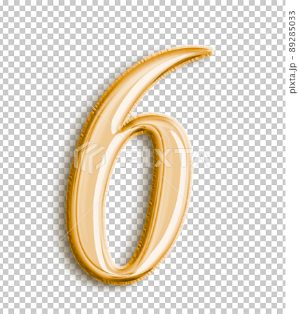 Golden Volumetric 3D Text Balloons Lettering 6 Six cut out Golden Volumetric 3D Text Balloons Lettering 6 Six cut out 89285033