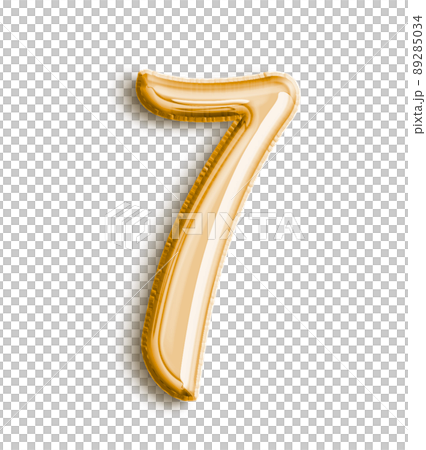 Golden Volumetric 3D Text Balloons Lettering 7 Seven cut out 89285034