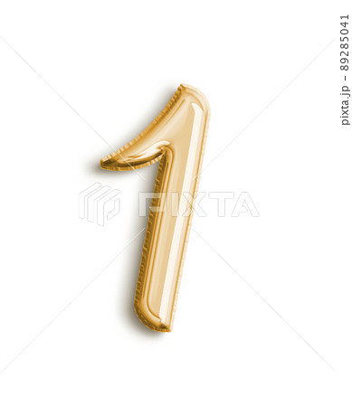 Golden Volumetric 3D Text Balloons Lettering 1 one cut out Golden Volumetric 3D Text Balloons Lettering 1 one cut out 89285041