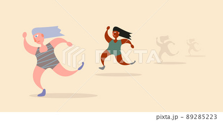 women running outdoor. Vector abstract girls jogging. vector sport illustration with abstract style cartoon womens women running outdoor. Vector abstract girls jogging. vector sport illustration with abstract style cartoon womens 89285223