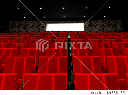 Rows of red velvet seats watching movies in the cinema with copy space banner background. Entertainment and Theater concept. 3D illustration rendering Rows of red velvet seats watching movies in the cinema with copy space banner background. Entertainment and Theater concept. 3D illustration rendering 89286176