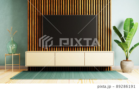 Banana plant pot in the red coral color living room with raw concrete wall background. Interior and Architecture concept. 3D illustration rendering Banana plant pot in the red coral color living room with raw concrete wall background. Interior and Architecture concept. 3D illustration rendering 89286191