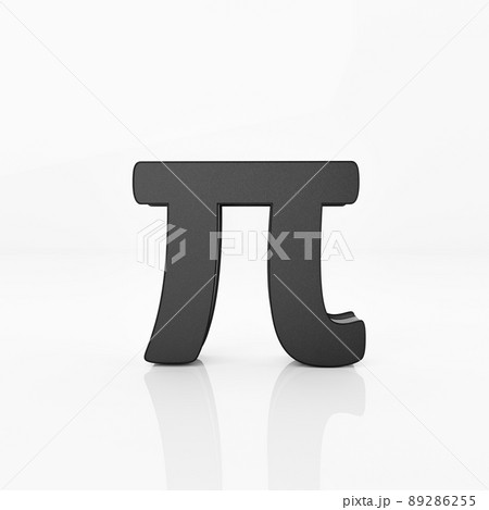 Black Pi symbol on white glossy reflect background. Pi day and mathematics concept. 3D illustration rendering. 89286255
