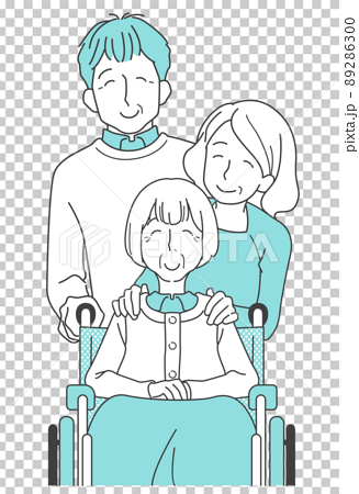 車椅子のおばあさんと家族 - 介護、家族 89286300