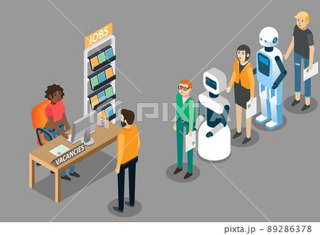 Robot jobs concept vector isometric illustration 89286378