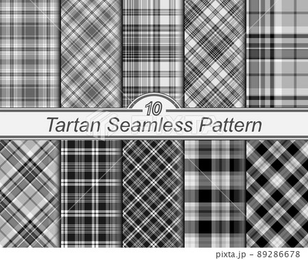 Set seamless black and white plaid background. Set seamless black and white plaid background. 89286678