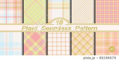 Set vector check plaid colored pattern. 89286679