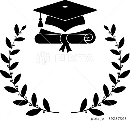 Graduation logo. Laurel wreath university graduate cap. 89287363
