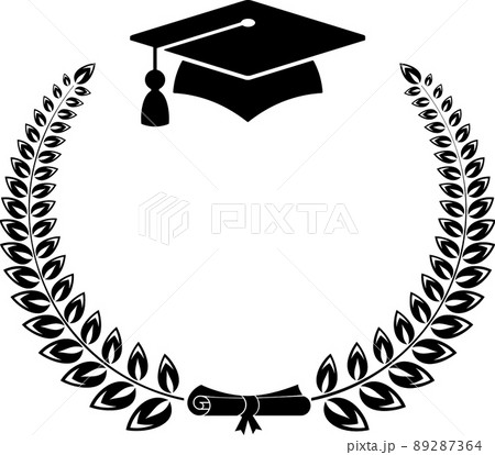 Graduation logo. Laurel wreath university graduate cap. 89287364