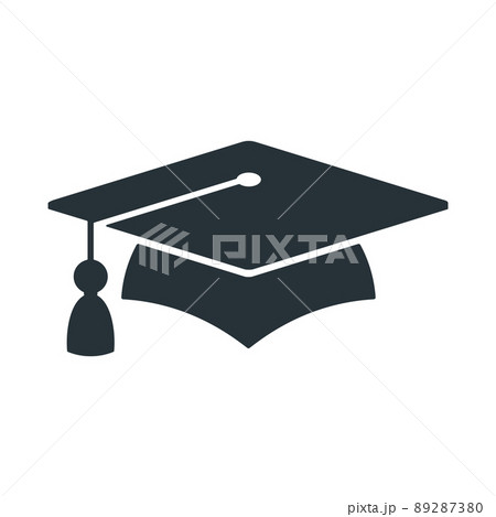 Graduation black logo. University graduate cap with diploma. Graduation black logo. University graduate cap with diploma. 89287380
