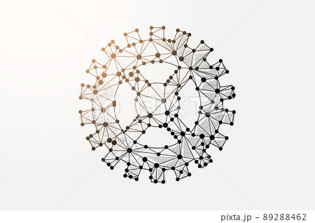 Gear 3d low poly symbol with connected dots. Mechanical technology, gear wheel design vector illustration. Industry development polygonal wireframe 89288462