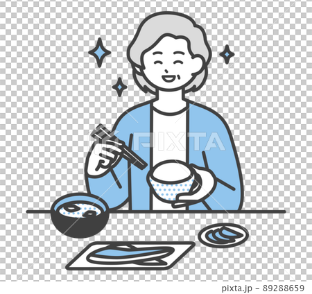 食事をする高齢女性のイラスト素材 89288659