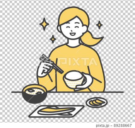 一個女人吃飯的插圖素材 一個女人吃飯的插圖素材 89288667