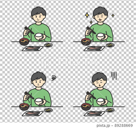 男孩吃飯的插畫素材 89288669