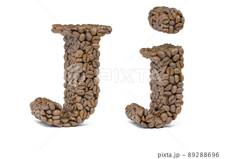Letter J from coffee bean isoilated on white. Coffee alphabet font. Letter J from coffee bean isoilated on white. Coffee alphabet font. 89288696
