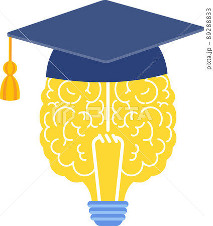 Brain and cap university graduate cap. Graduation gown. 89288833