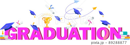 Graduation lettering. Festive inscription. Word made up of capital letters. Graduation lettering. Festive inscription. Word made up of capital letters. 89288877