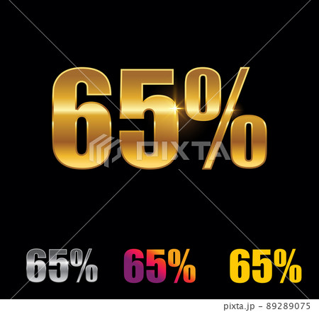 Golden and Silver 65 Percent Sign Golden and Silver 65 Percent Sign 89289075