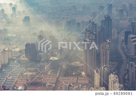 Dusty and dirty air above the city center at morning time. Shanghai. Dusty and dirty air above the city center at morning time. Shanghai. 89289081