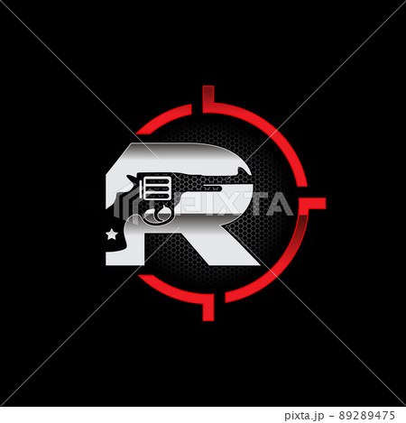Revolver Gun Logo Initial Letter R Revolver Gun Logo Initial Letter R 89289475